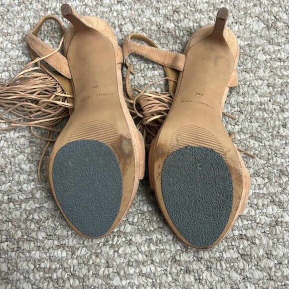 KENDALL + KYLIE leather fringe sandal cream tan brown size 8 - Picture 5 of 8